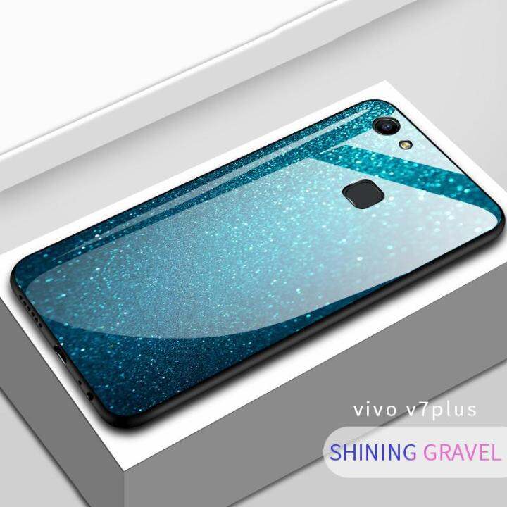 hontingaเคสโทรศัพท์vivo-v7-plus-เคสtpuป้องกันแข็งสีสดใสหรูหราลายท้องฟ้าที่เต็มไปด้วยดาวปลอกหุ้มกระจกนิรภัย