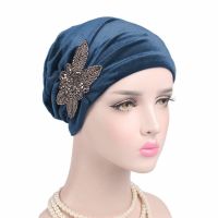 【YF】 2023 New Jewelry Velvet Turban Caps Muslim Rhinestone Hijab Scarf Bonnet Women Headband Turbans Wrap Head Scarves