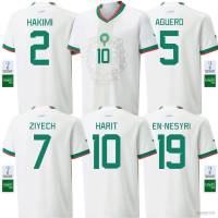 เสื้อกีฬาแขนสั้น ลายทีมชาติฟุตบอล YS2 22-23 World Cup Morocco Away Nesyri Ziyech Harit Hakimi Aguero Player Version SY2