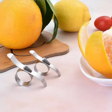2pcs Orange Peeler Ring Peeling Stainless Steel Fruit Citrus