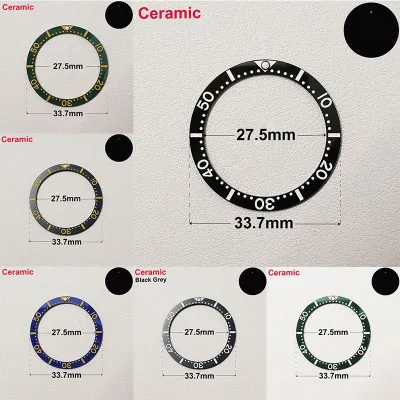 High Quality Flat Ceramic Bezel Insert 33.7mm Suitable For Watch Case Parts Replacement Modification By S Logo Watch Case Ring