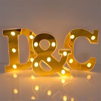 ﹉▪ 1Pc Gold White Letter Alphabet Letter amp; LED Lights Luminous Lamp Decoration Battery Night Light Party Baby Bedroom Decoration