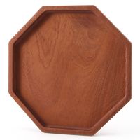 Japanese Ebony Plate Simple Octagonal Dinner Plate Wooden Tray Serving Table Plate Household Desktop Wooden Tray