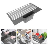 Kitchen Drying Rack Multi-Use Tablewar Dish Rack Sink Roll-up Drain Rack Shelf Basket Bowle Kitchen Organizer Storage