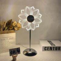 Metal Table Lamp Creative Sunflower Windmill Desk Light Bedside Atmosphere Night Light 3 Color Dimming Bedroom Decoration Lamp