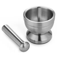 QTCF-Stainless Steel Mortar Pestle Set Pugging Pot Garlic Spice Grinder Pharmacy Herbs Bowl Mill Grinder Crusher Kitchen Tool