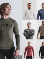 ◙❧ NOBULL Mens Crew Neck Sports T-Shirt CrossFit Training Long Sleeve Fitness Running Elastic Weightlifting Tights