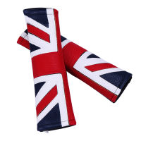 2pcs PU Leather Seat Belt Shoulder Pad Cover Union Jack For Mini Cooper F55 F56 F60 R55 R56 R60 R57 R58 Car-styling