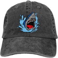 Unisex Shark Attack Dangerous Vintage Washed Twill Baseball Caps Adjustable Hat Funny Humor Irony Graphics Of Adult Gift Black