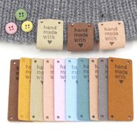 20Pcs Labels Tags Hand Made With Love Leather Label For Clothes Handmade Label Sewing Tags Knitting Accessories 2*5CM Stickers Labels