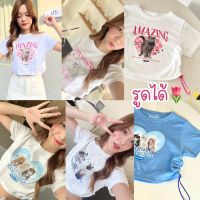 【ร้อน】☫✺◘ ?เสื้อยืดครอปลายหมา แมว การ์ตูน น่ารักๆ/ BKR