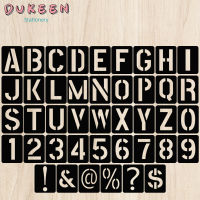 42ชิ้น/เซ็ตสีดำ PP ตัวอักษรหมายเลขสัญลักษณ์งานฝีมือ DIY ลายฉลุกลวงสำหรับภาพวาดผนังสมุดปั๊มลายนูนแม่แบบ