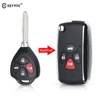 KEYYOU เคส Fob ดัดแปลงเป็นรถรีโมทพับได้4ปุ่มสำหรับ Toyota คัมรี่เอวาลอน Corolla Matrix ใบมีด TOY43