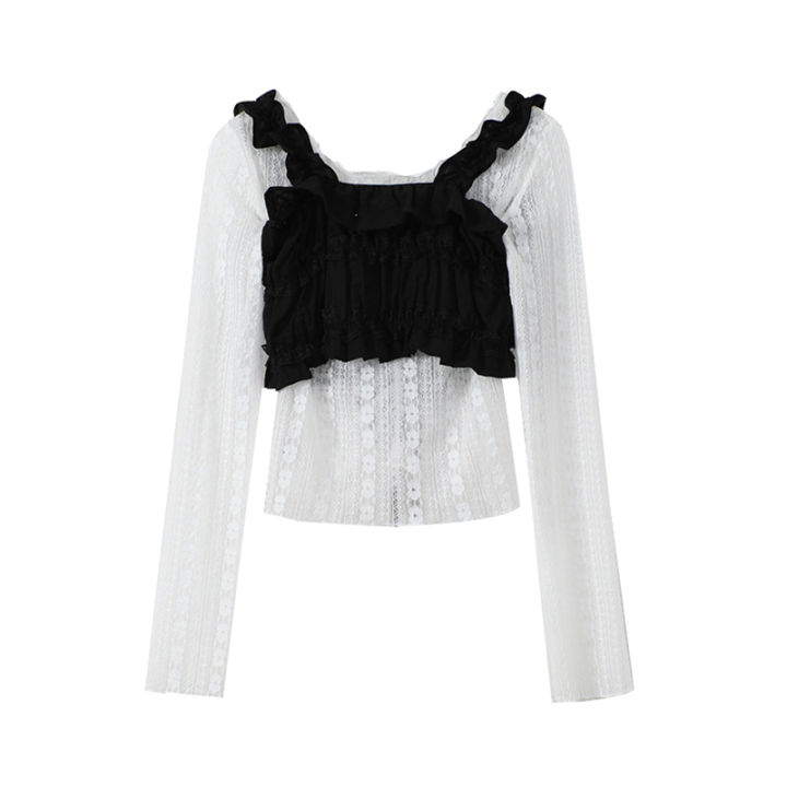 summer-sexy-womens-blouse-white-hollow-out-mesh-black-ruffle-lace-up-draped-vest-2021-summer-vintage-casual-korean-shirt-female