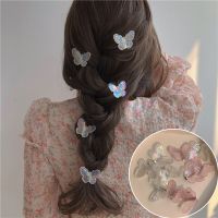 5pcs Fashion Hair Accessories Pink Butterfly Hairpin Children Hair Clips for Women Barrettes Girls Transparent Headband Woman