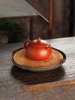 Coarse pottery rattan coaster pot bearing dry bubble table purple sand teapot mat tray tea water storage Japanese-style cover bowl