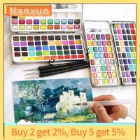 NWSJ กล่องโลหะชุดสีน้ำ50/72/90/100สีภาพวาดที่เป็นของแข็งคุณภาพสูงชุดสีพร้อมปากกาแปรงกวาดน้ำชุดภาพวาดสีน้ำมันไปโรงเรียน