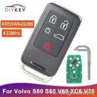 ♤ DIYKEY 433MHz KR55WK49266 KR55WK49264 Para XC60 S60 S60L V40 V60 S80 XC70 ID46 5 Botão do Controle Remoto Fob Chave Inteligente 902MHz Chip