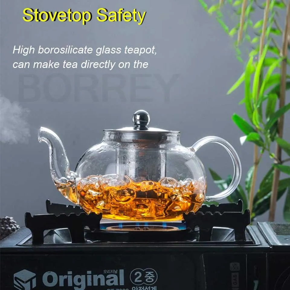 BORREY Induction Cooker Teapot High Borosilicate Heat Resistant