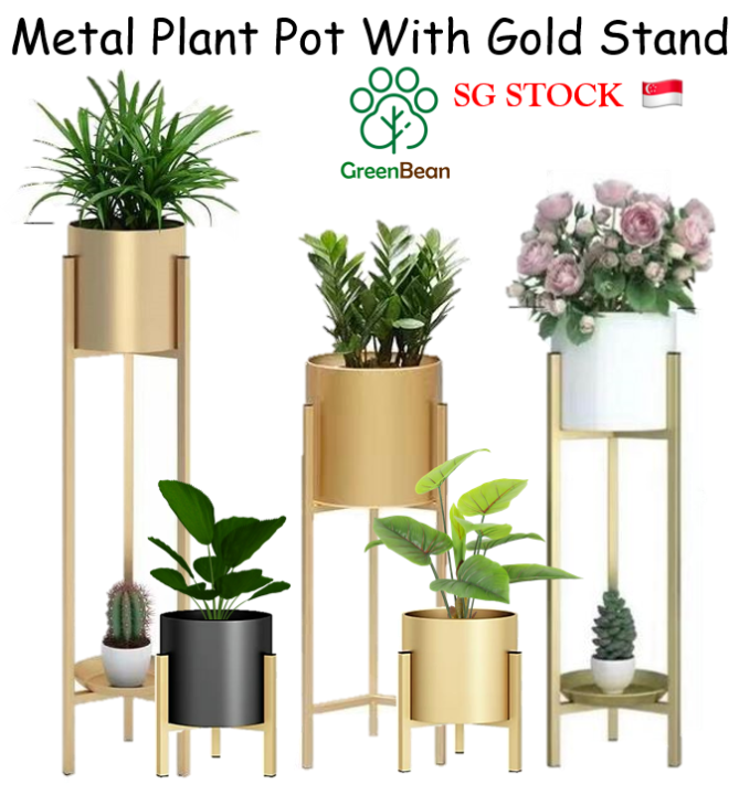 Gold Plant Pot Plant Stand Golden Plant Rack Indoor Wrought Iron Multi