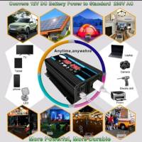 4000W อินเวอร์เตอร์ DC 12V To AC 220V Car Inverter แปลงไฟรถยนต์ อินเวอร์เตอร์เพียวซายเวฟ Dual USB อินเวอร์เตอร์แปลงไฟ ตัวแปลงไฟแบตเตอรี่เป็นไฟบ้าน หม้อแป