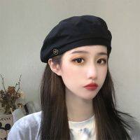 Beret หญิงฤดูใบไม้ผลิและฤดูร้อนสุทธิสีแดงสีดำ ins หมวกแปดเหลี่ยมสุทธิสีแดงเกาหลีรุ่นญี่ปุ่นอังกฤษ retro จิตรกรหมวกน้ำ F88