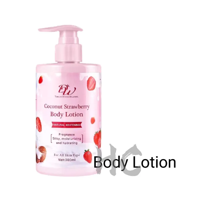 Coconut Strawberry Body Moisturizing Whitening Brighten Lotion 300ml