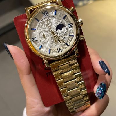 นาฬิกา  ดั้งเดิมนาฬิกาข้อมือผู้ชายนาฬิกาทองคุณภาพสูงสำหรับทุกเพศนาฬิกาควอตซ์ฟังก์ชั่นเต็มรูปแบบ