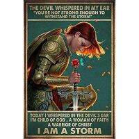 แรงบันดาลใจ I Am A Storm Woman Of โปสเตอร์,Art Print Wall Art,ภาพวาดโลหะวินเทจ,ป้ายดีบุก Art Print,เหมาะสำหรับ Faith Warriors