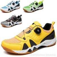 Darlene Orlando Cross-border new anti-slip wear-resistant rotary buckle mens and womens tennis shoes badminton shoes table tennis training shoes in stock