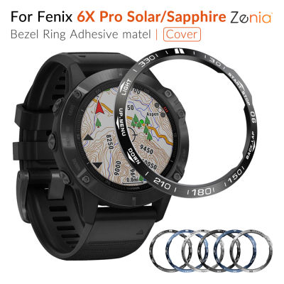 ZeniaสำหรับGarmin Fenix 6X Proพลังงานแสงอาทิตย์/Sapphire Fenix6XหนามเตยนาฬิกาแหวนกาวกรณีAnti Scratchกรอบสแตนเลสสตีลอุปกรณ์เสริมสำหรับนาฬิกาอัจฉริยะ