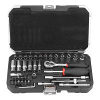 FIXMAN 42Pcs Socket Wrench Set Ratchet Mechanics Socket Kit Hardware Tools B2042M 1/4in