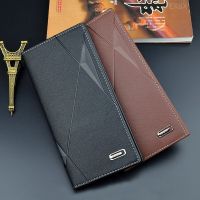 Business Mens Wallet Soild Color Retro Long Clutch Bag PU Leather Card Holder Coin Purse Money Clip High Quality Slim Wallets