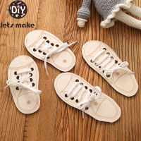 2Pc ไม้ Lacing รองเท้าของเล่นเรียนรู้ Tie Laces Creative Threading ของเล่นเพื่อการศึกษา Practice Tying Shoelaces บอร์ด Montessori ของเล่น