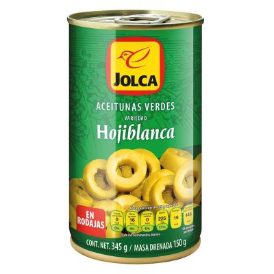 Premium import🔸( x 1) [1แถม1] JOLCA SLICES GREEN HOJIBLANCA 345 gm. มะกอกเขียวไร้เมล็ดแบบสไลด์ 345 g.  [JO08+JO08]