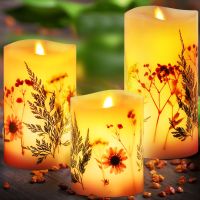 3pcs Simulation LED Electronic Candle Set Flameless Petal Candle with Remote Control Night Light For Holiday Party Wedding Decor