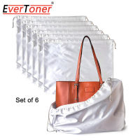 EverToner ถุงที่เก็บฝาครอบกันฝุ่น6ชิ้นผ้าไหมมี Pouch Serut สำหรับกระเป๋าถือกระเป๋ารองเท้าบู๊ทแฟชั่นสมุดพก