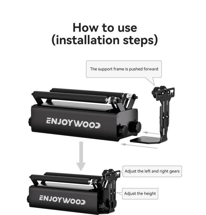 enjoywood-r3โปร360-เครื่องแกะสลักเลเซอร์แบบหมุนโรตารี่เลเซอร์ลูกกลิ้ง4แกนหมุน-y-ลูกกลิ้งหมุนพร้อมโมดูลรองรับและเสาต่อสำหรับเครื่องแกะสลักเลเซอร์