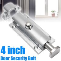 1pc 4\Inch Chrome Plated Door Sash Security Bolt Button Open Spring Lock Latch Zinc Alloy Cabinets Home Door Lock Tools Door Hardware Locks Metal fi