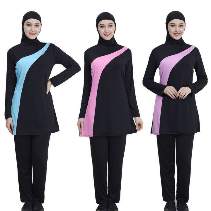 (FREE HIJAB) Muslim Swimsuit Islamic Women Conservative Bathingsuit
