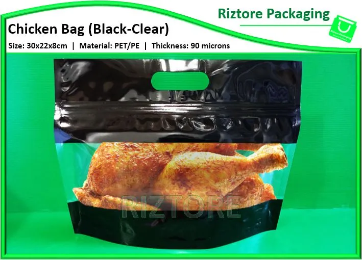 Chicken Bag BlackClear (100Pcs)With Handle ideal for Lechon Manok