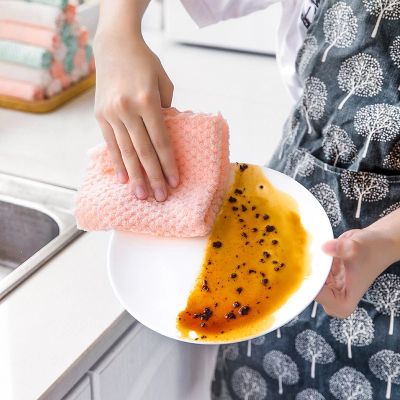 【cw】12pcsSoft Microfiber Kitchen Towels Super Absorbent Dish Cloth Anti-grease Wipping Rags Non Stick Oil Household Cleaning Towel ！