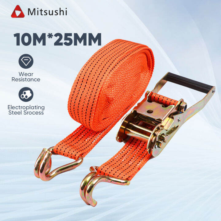 Mitsushi 10m Cargo Rope Cargo Strap Metal Buckle Ratchet TieDown