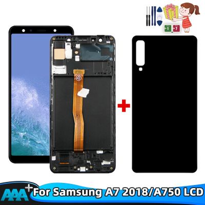 TFT เหมาะสำหรับ Samsung A7 2018 A750 SM-A750F หน้าจอดิจิตอลสัมผัสหน้าจอ LCD เหมาะสำหรับ A7 Samsung โมดูลจอ Lcd แสดงผล A750FN