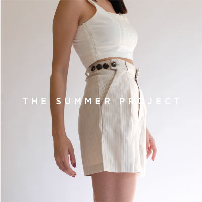 Rosa Beige Shorts - The Summer Project / กางเกงขาสั้นเอวสูง กางเกงสีเบจ