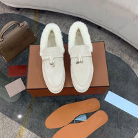 Winter New Luxury Brand Designer Soft-soled Wool Loafer Shoes Flat Womens Shoes Top Quality Sheepskin Warm Comfortable