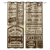 Newspaper Labels Retro Modern Luxury Curtains Living Room Bathroom Kitchen Curtains Household Products