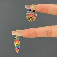 【hot】♈♟▽  New Enamel Cactus Pendant Earrings for Gold Color Hoop Jewelry Wholesale