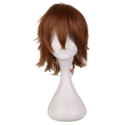 QQXCAIW Short Cosplay Light Brown Wig Men Male 30 Cm Synthetic Hair Wigs