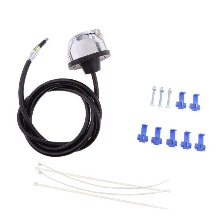 Round 7 Way Pin Trailer Boat Light Socket Connector Wire Line Weather